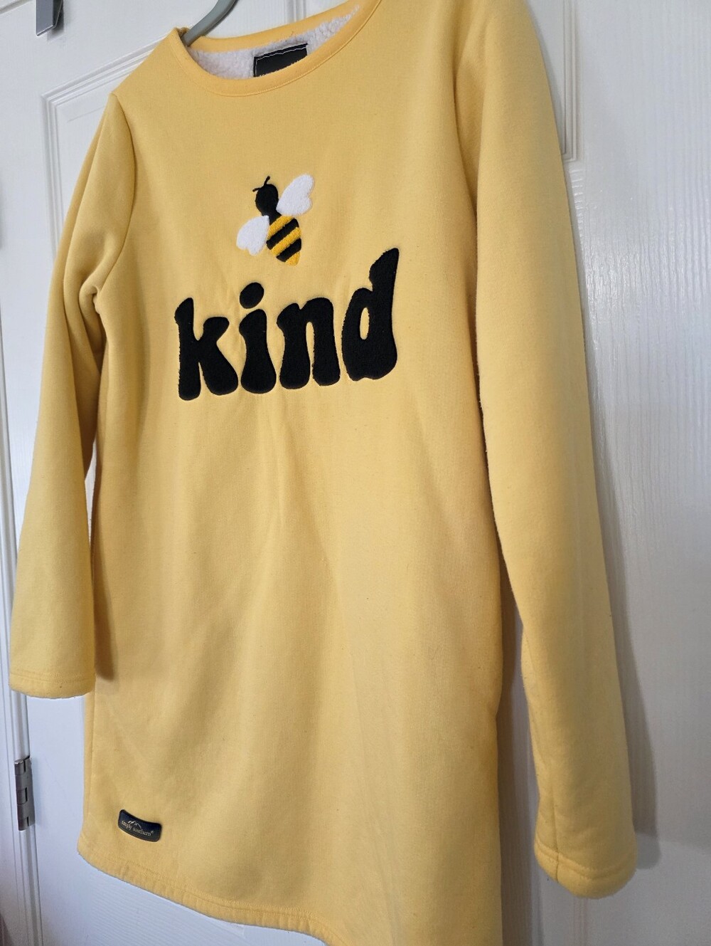 Simply Southern Bee Kind Sweatshirt Dress Sherpa Warmy Dress Yellow Small